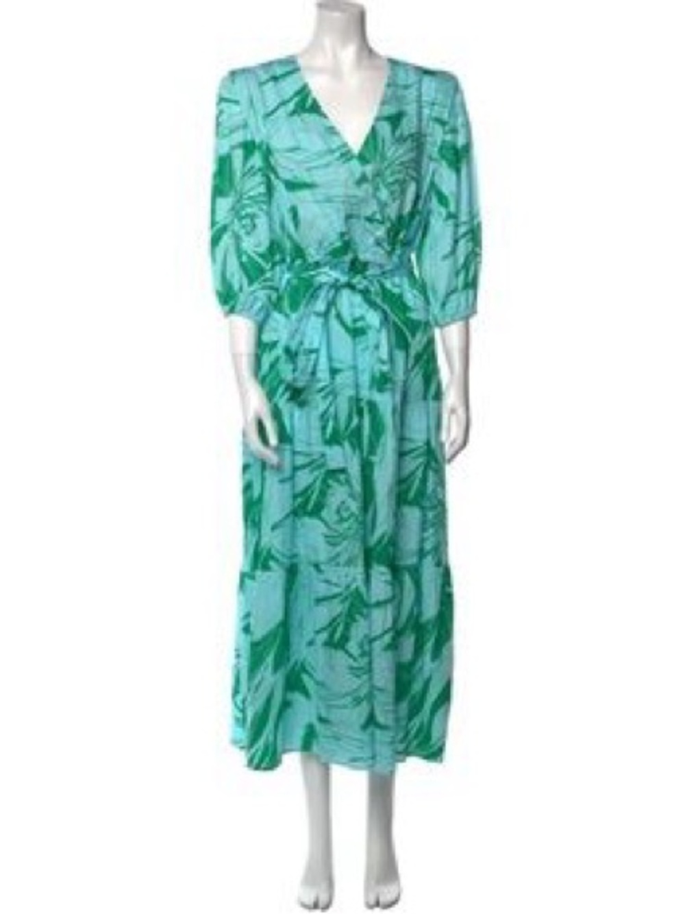 Finley Teal and Green Tropical Wrap Maxi Dress